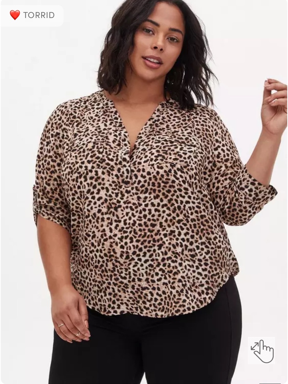Torrid Harper Georgette 3/4 Sleeve Blouse Cheetah Leopard print EUC